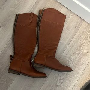Caramel Leather calf height boots Size 6